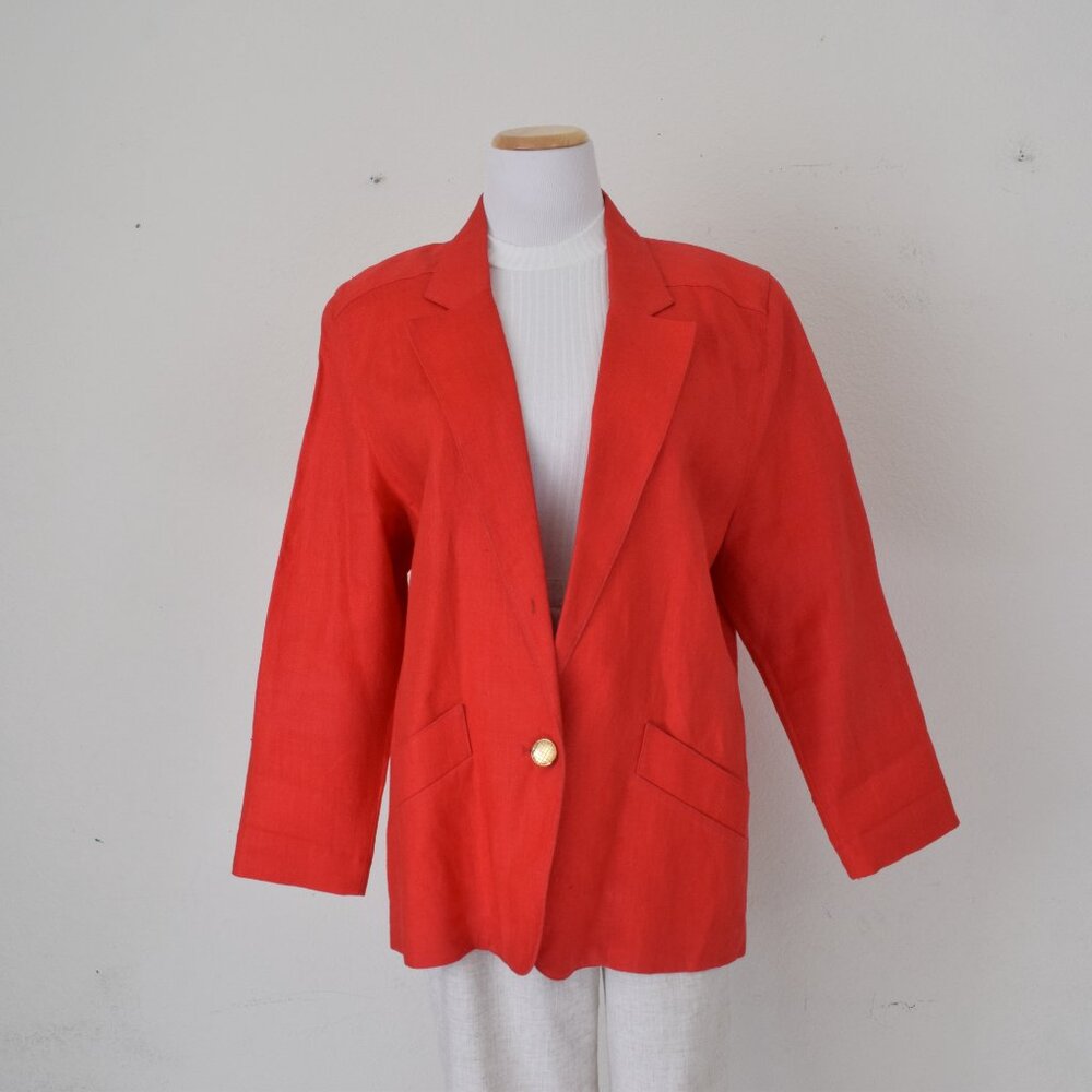 Vintage‎ 90s Ramie Rd Blazer by Chaus | size 8 - Picture 4 of 13